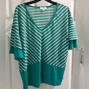 Umgee Teal and White Striped Top